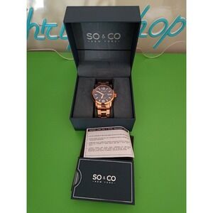 SO & CO New York Luminous Madison Mens Dress Watch Rose Gold‎ Quartz 5011B.2 NWT